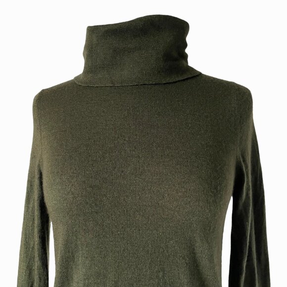Prada Olive Green Cashmere Silk Turtleneck Sweater Size 44 Italy - Picture 3 of 8